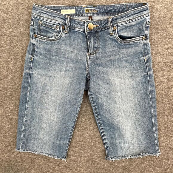 KUT From The Kloth Jeans Womens Sz 4 Catherine Boyfriend Med Wash Altered-Shorts - Picture 2 of 13